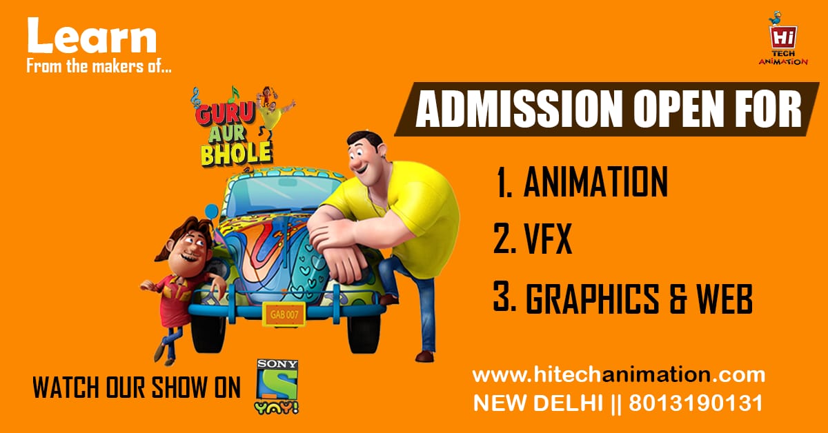 Animation Course in Delhi, admission fees, Hi-tech animation Delhi